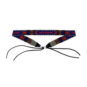 2339 Cowboy Western Beaded Hat Band, Rodeo Style, Aztec, Blue, Gray, And Red